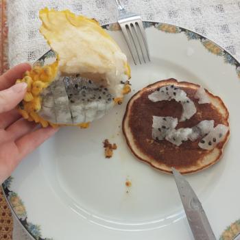 Alaskan Kaihanu D.P. Sourdough Blueberry Pancakes first slice