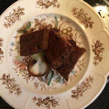 Jeremiah-Rita Sourdough discard brownies first slice